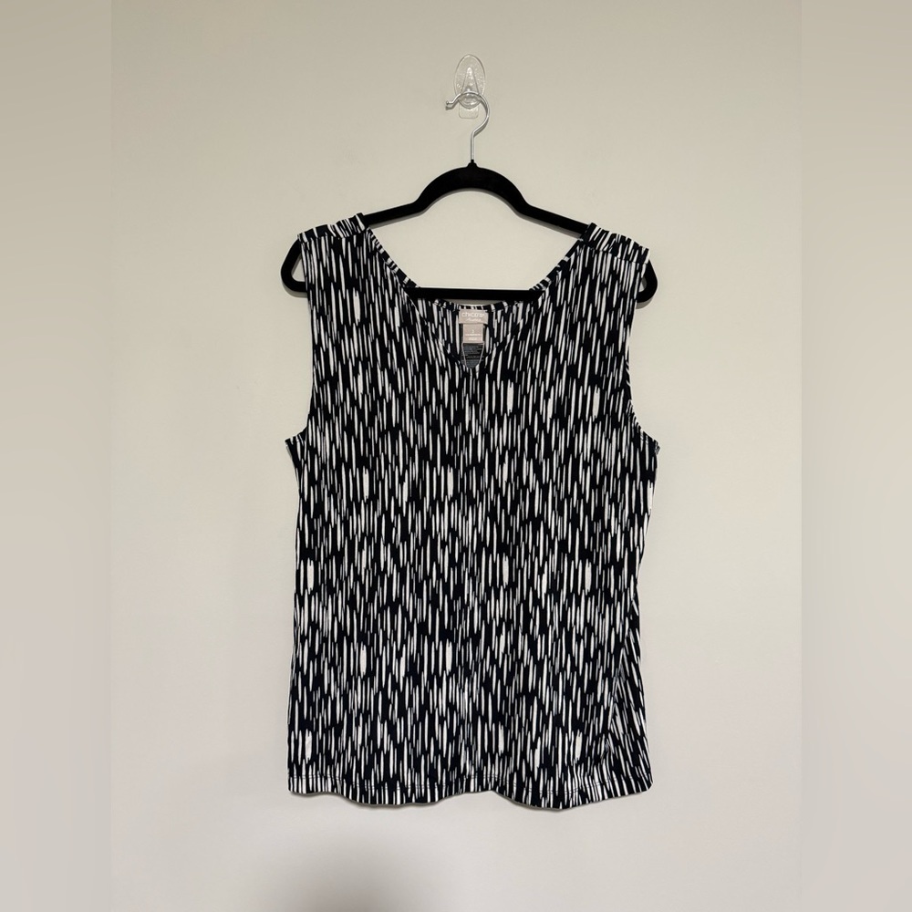 Chico’s Travelers Sleeveless Printed Tank Top Size 3 XL 16/18 NWT India Ink